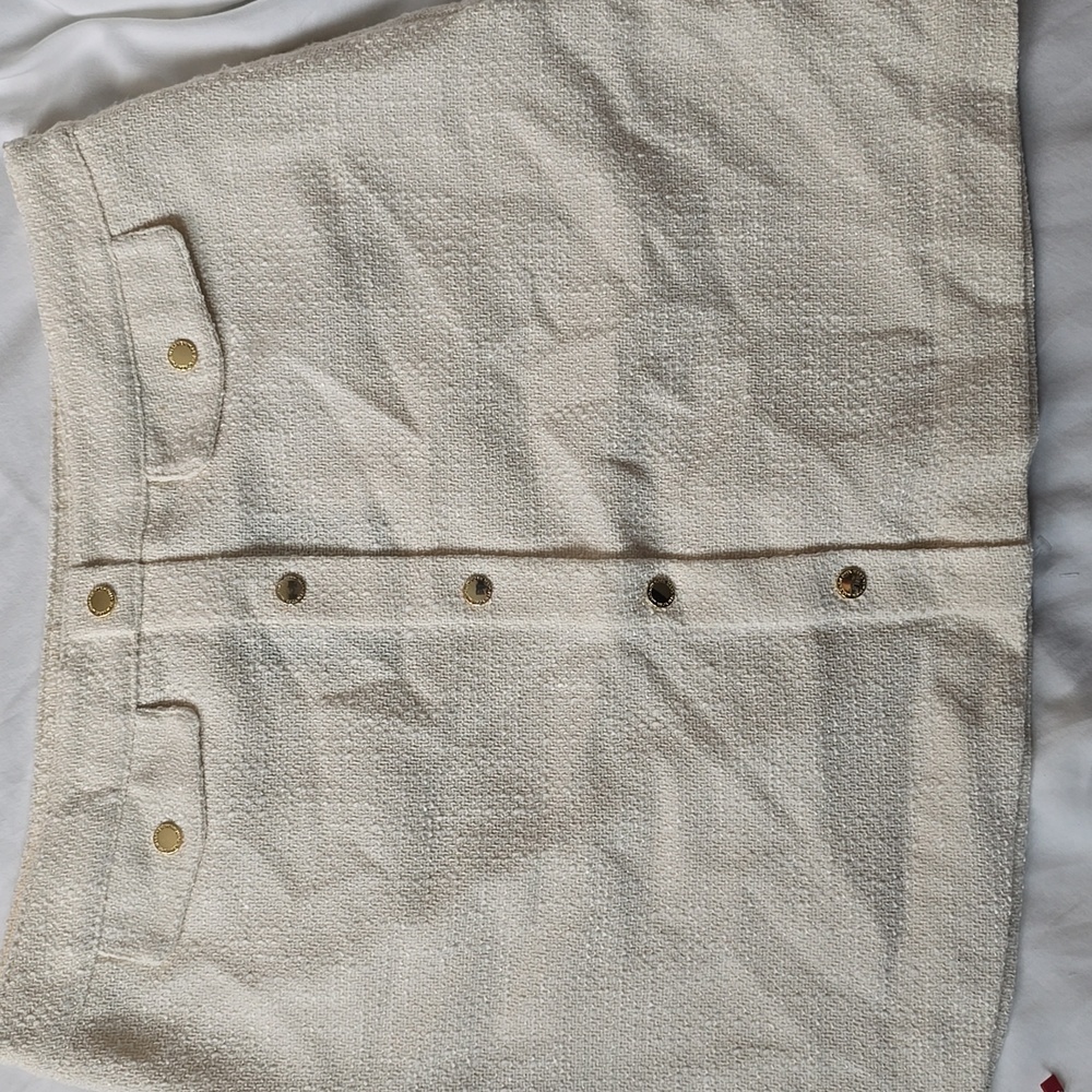 Marc New York Ivory Tweed Skirt with Gold Buttons Sz 16